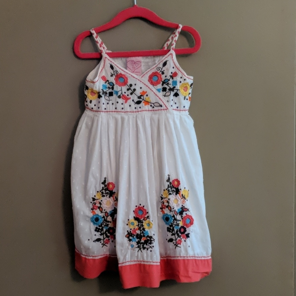 Embroidered floral girls dress